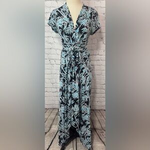 Michael Kors Maxi Hi-Lo Wrap Dress Bamboo Print Size Small